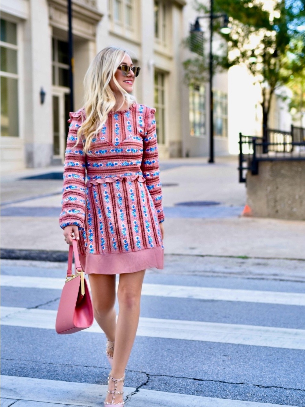 VERY RARE!For Love And Lemons Pink Patterned Persophone Embroidered Dress (S)